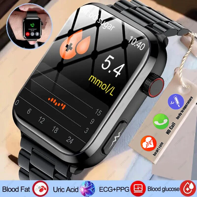 

2023 Medical Grade Smart Watch Blood Sugar Blood Lipid Uric Acid ECG Bracelet Body Temperature Bluetooth Call Health Smartwatch