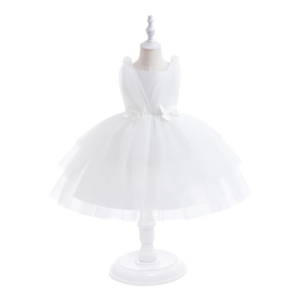 

White Tulle Ballgown Flower Girl Dresses Vestido de First Communion Junior Pageant Party Gowns for 4-7Y