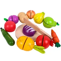 Combinaison de fruits et légumes en bois, ensemble de coupe, jeu de Simulation, jouets de cuisine pour enfants, Puzzle cadeau 