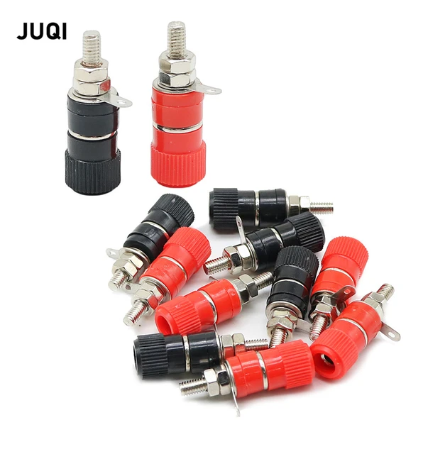 Conector Banana macho y hembra para montaje en Panel, adaptador de conector  de Terminal, color rojo y negro, plateado, 4mm, 10 pares - AliExpress