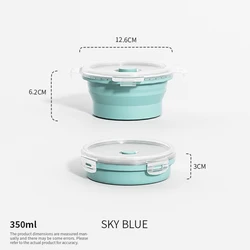 Collapsible Silicone Food Storage Containers - Stackable and Freezer-Safe Lunch Box Set (350ml Morandi Blue)