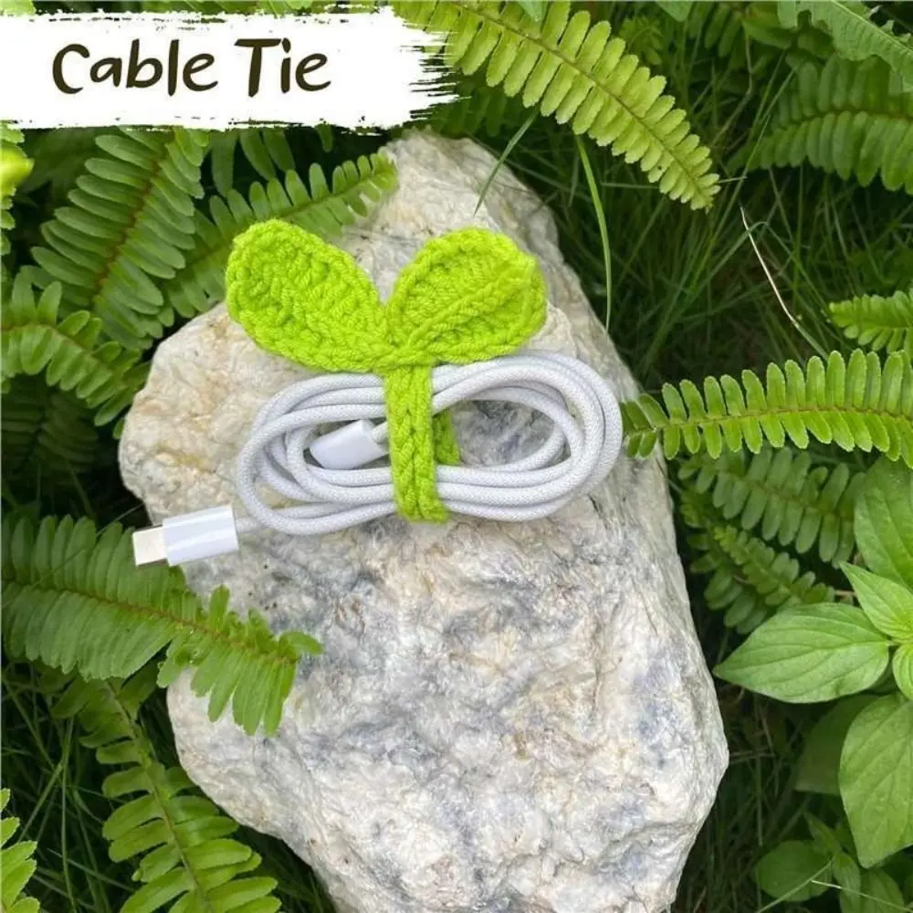 Multifunctional Hand-Knitted Crochet Leaf Sprout Versatile Crochet Leaf Bud Headphone Decor Cute Decor Cable Tie crochet headphone decor