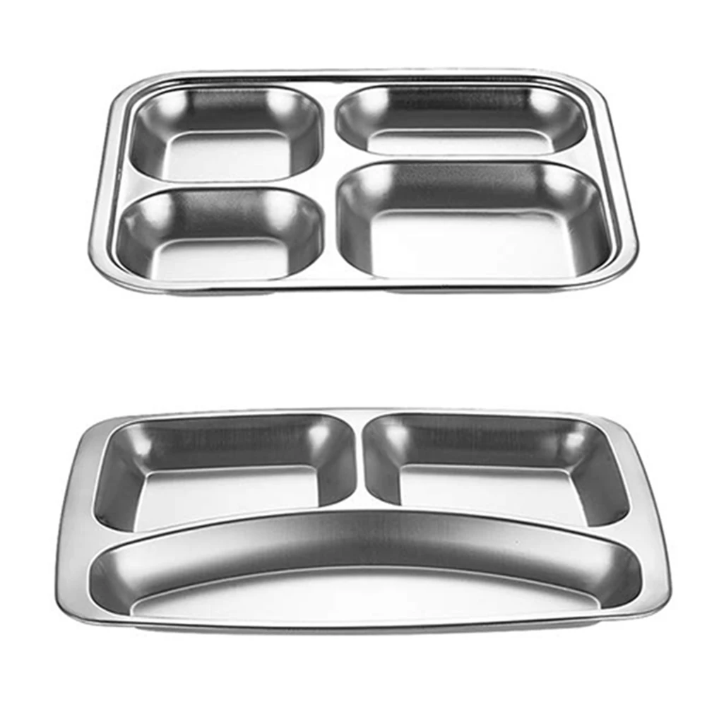 Stainless Steel Dining Plate Compartment Plate Children Fruit Snack Tray Baby Bowl Kitchen Tableware dining dish