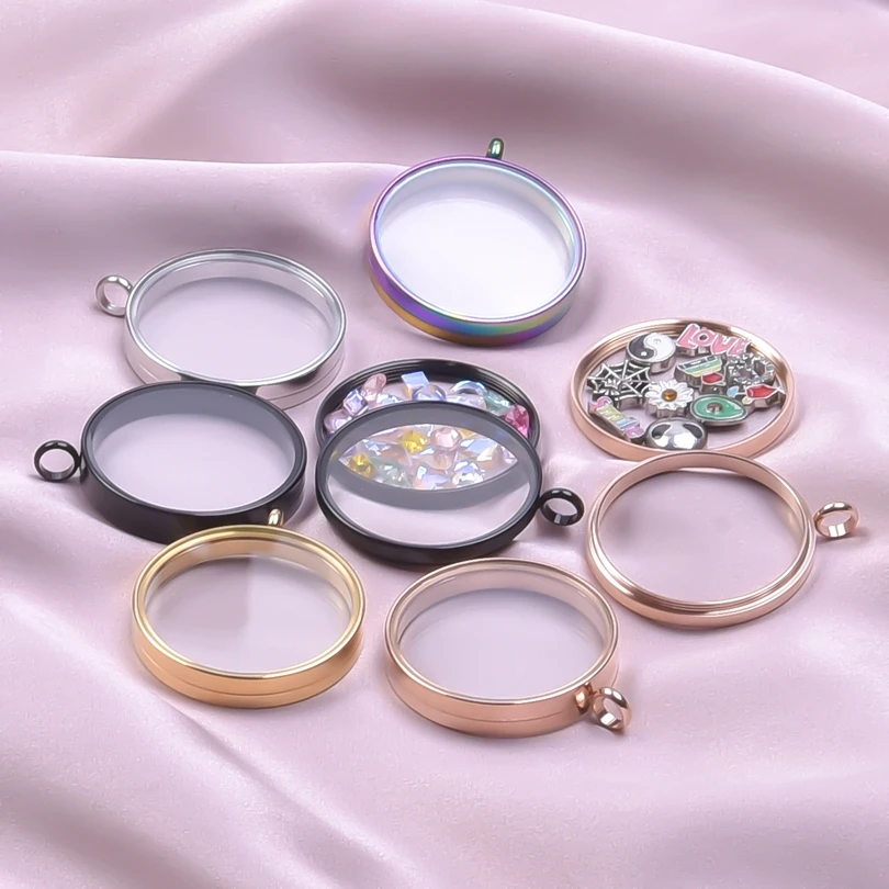 High-Quality Stainless Steel Round Glass Coin Bezel Photo Locket Pendant