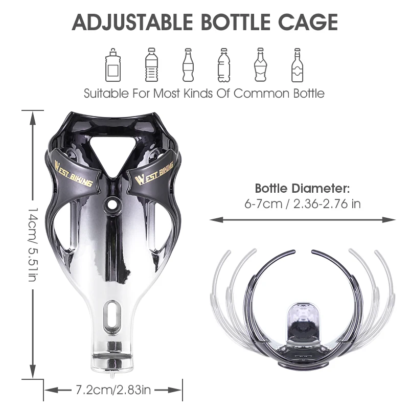 WEST BIKING MTB Bicycle Bottle Cage Road Bike Water Bottle Holder Lightweight Cycling Bike Bottle Mount Rack Bicycle Accessories