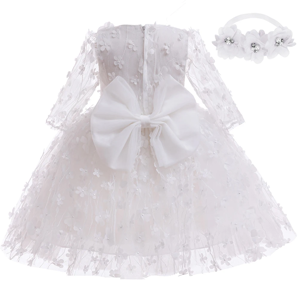 Newborn Baby Baptism Clothes Big Bow Lace Princess Dress First Birthday Party Dress Carnaval Ball Gown For Baby Girls 0 to 2 Yrs