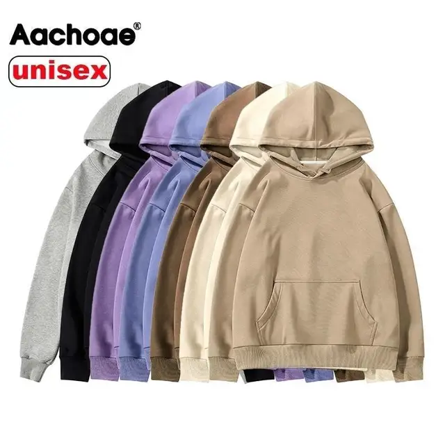 Aachoae Women Couple Hoodies Sweatshirt Fleece 100% Cotton Tracksuit Sports Sweatshirt 2021 Winter Japanese Casual Loose Jumper 1