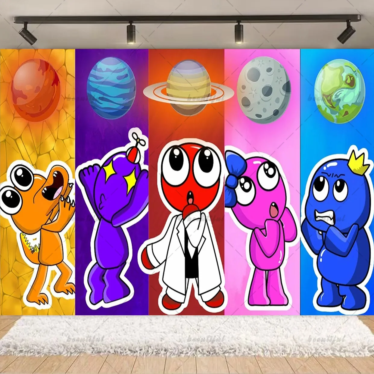 Cartoon-Regenbogen-Thema Kindergeburtstag Party-Dekoration Hintergrund Bunte Freunde-Motive Fotografie-Hintergrund Fotokabinen-Requisiten – Detail 11