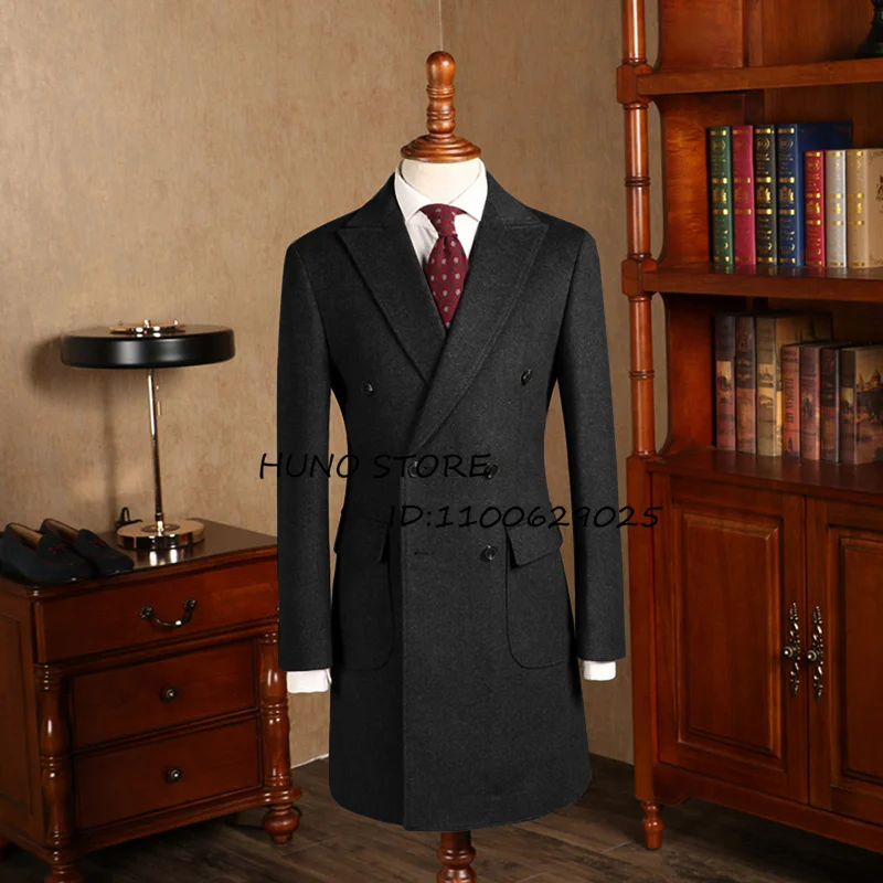 Winter Men's Wool Coat Double Breasted Lapel Dress Wedding Dinner Party Male's Slim Fit Jacket men suits jackets