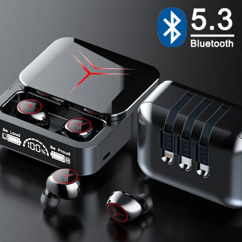 Беспроводные Bluetooth-наушники-вкладыши M88plus, Bluetooth 5,3, с 3 зарядными кабелями