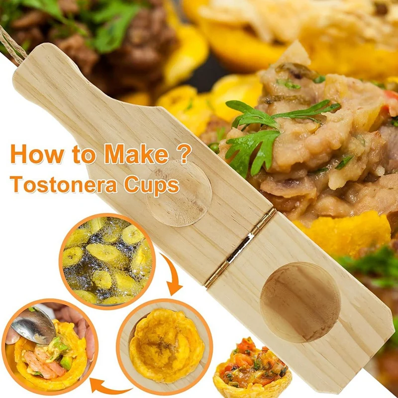 Wooden Tostonera Plantain Press Banana Smasher Maker Plantain Press Smasher Plantain Tostones Press With Handle 5