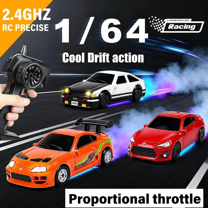 2026년형 새로운 드리프트 RC카 1/64 스케일 AE86 스타일 고속 드리프트 자동차 전문가용 360 °   스핀 2.4G 자이로 리모컨 선물용 장난감