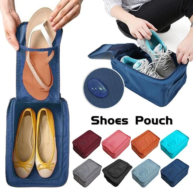 

Waterproof Shoe Bag with Zip Folding Portable Travel Shoes Storage Outdoor Sports Bag Tote Pouch Organizer Bag