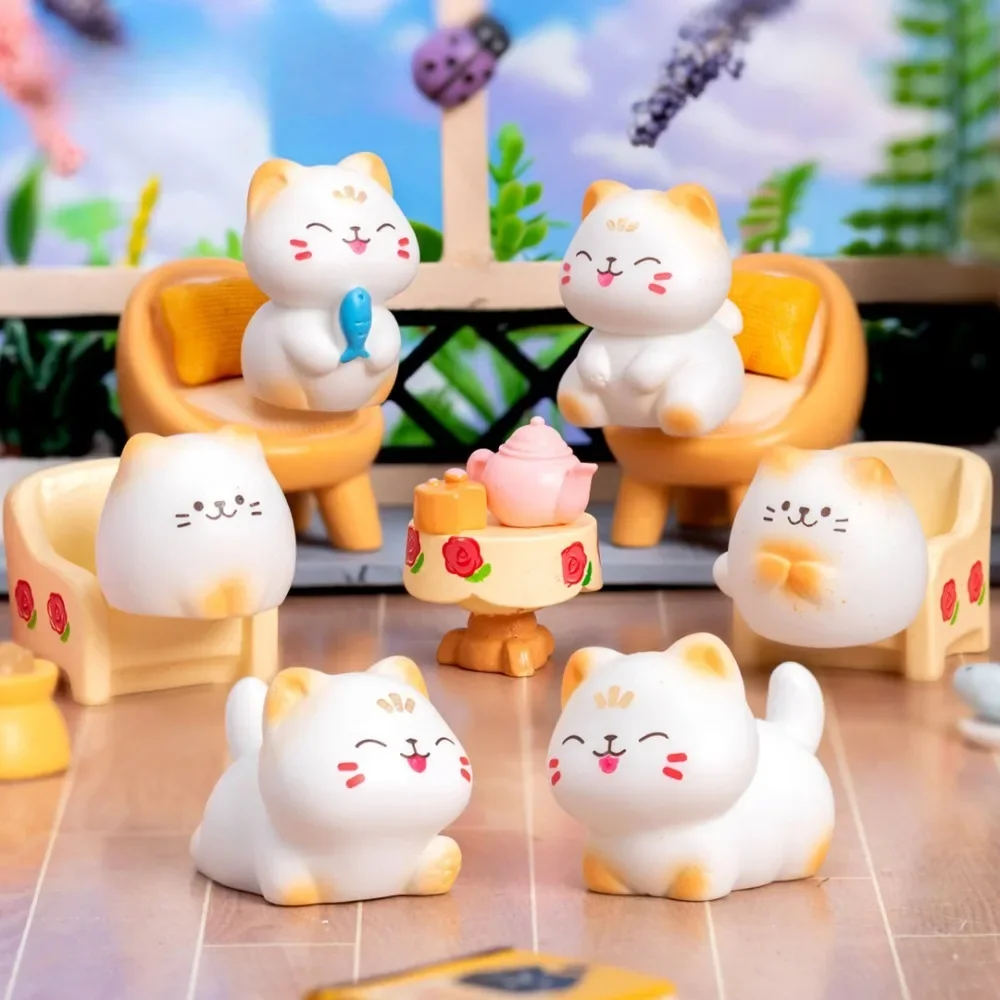 8pcs Mini Cats Ornament Fairy Garden Kitten Statue Gift Kids Children Baby Room Decoration Toys Miniature Figurines Home Decor 1