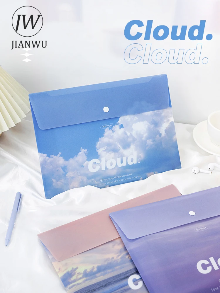 

JIANWU 4 шт./компл. вместительные пакеты для хранения файлов А4 кнопки офисные документы школьные принадлежности папка сумка Kawaii Канцтовары