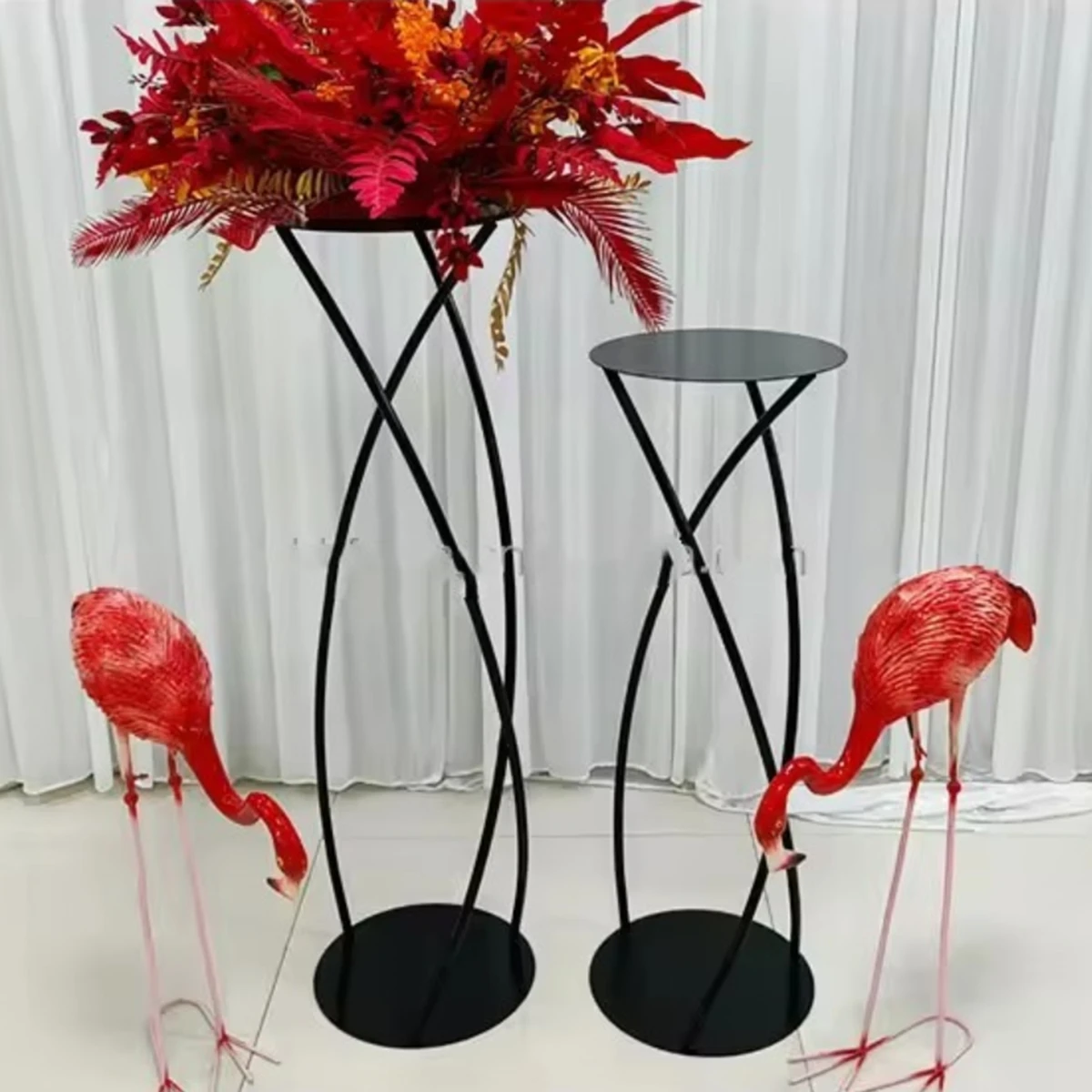 10pcs 60cm to 100cm)New design black gold metal flower stand wedding table centerpiece flower holder wedding decoration supplies