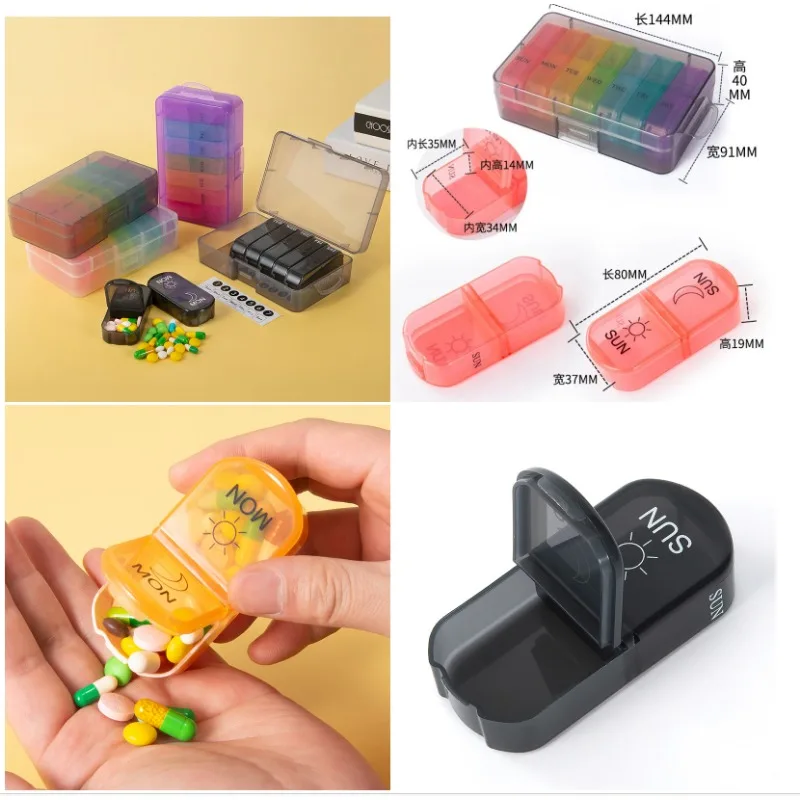 Pill Box 7 days Organizer 21/14 grids 3 Times One Day Portable Travel with Large Compartments for Vitamins Medicine Fish Oils