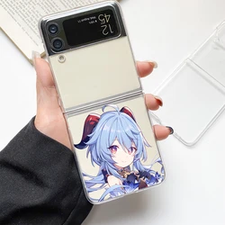 Clear Hard PC Shell Phone Case with Genshin Impact Design - Durable Bumper Cover - Galaxy Z Flip 4 (A6)