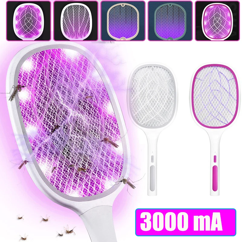 3000V Mosquito Killer 6 10Led Electric Mosquito Swatter 2 In 1 Usb Ricaricabile Led Lamp Mosquito Swatter Anti Insect Bug Zapper