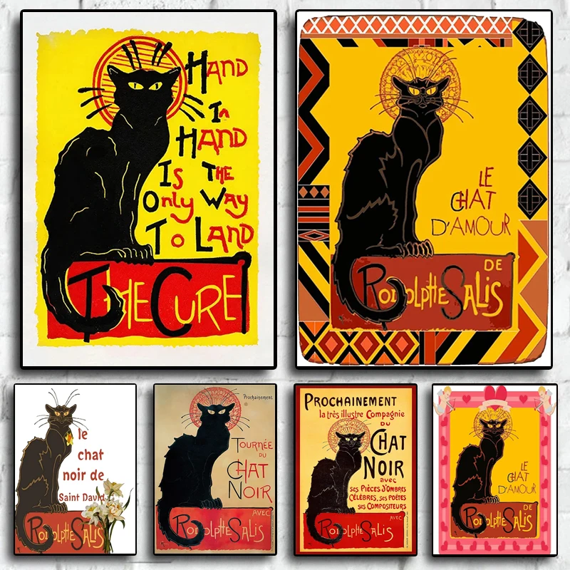 Vintage Le Chat Noir The Black Cat Tournee Du Chat Noir Theophile Alexandre Steinlen Stampa Su Tela Per Poster Wall Art Home Decor