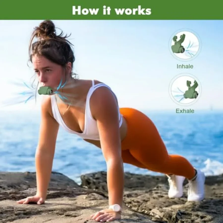 Breathing Exercise Device, Compact Guided Portable Breathing Trainer, Excellent for Sports, Performers, Singers, Hikers, Yoga, M