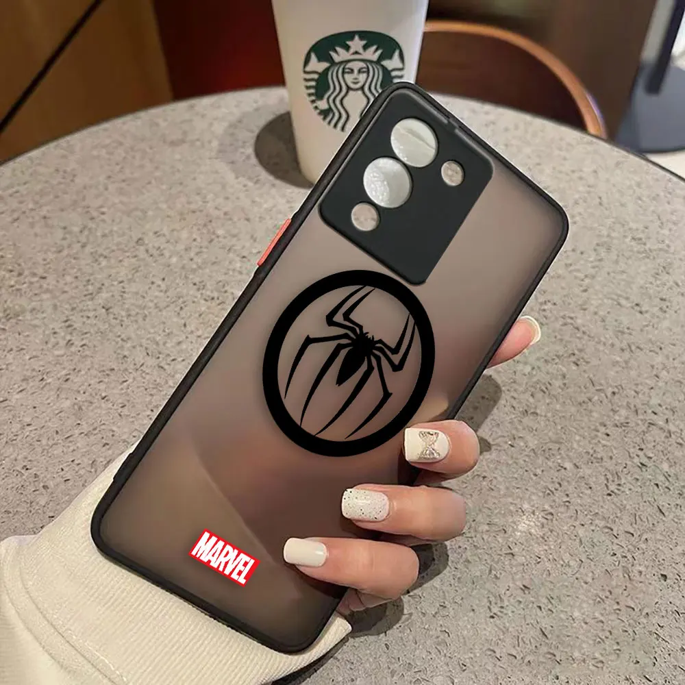 thumbnail image 1 of Funda mate para infinix NOTE 12 G96 11 10 8I 8 7 SMART 4 SPARK 8 8P 5 6 PRO S5 Funda Coque Shell Marvel Logo Lron Spider-Aan, 1 of 5