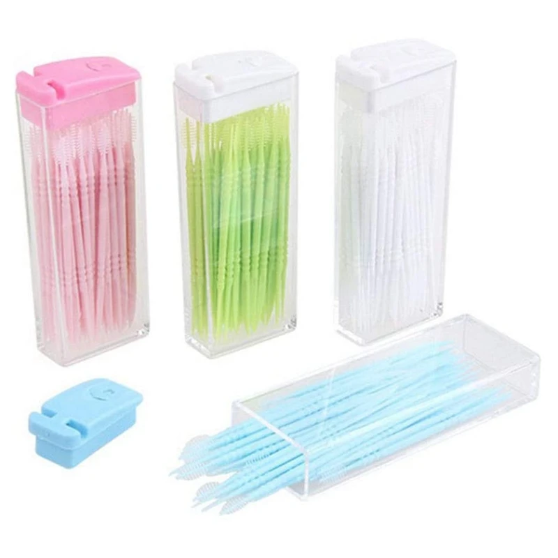 

50 Tooth Picks Plastic Toothpick Holder Random Color