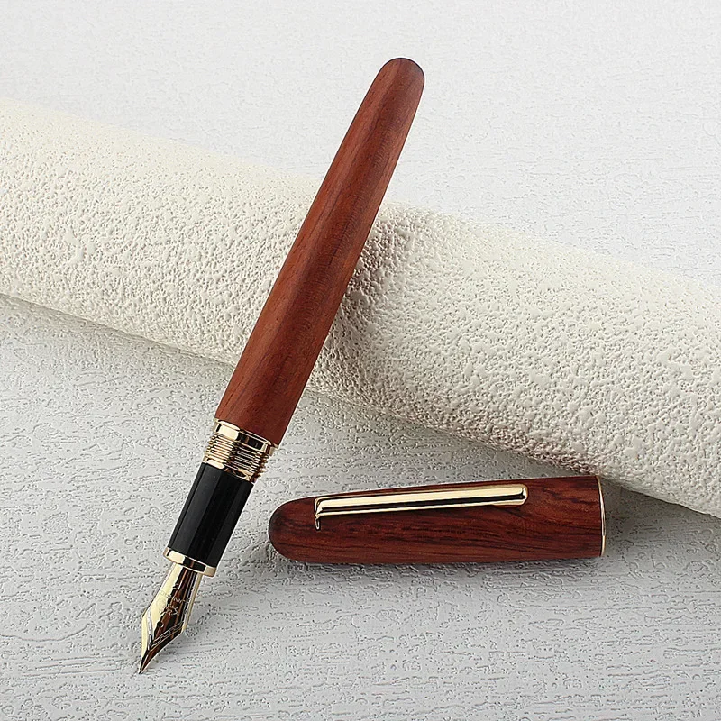 Jinhao 9036 천연 나무 만년필, 수제 이리듐 EF F M 펜촉, 학교 사무용품, 비즈니스 필기 선물 펜, 문구
