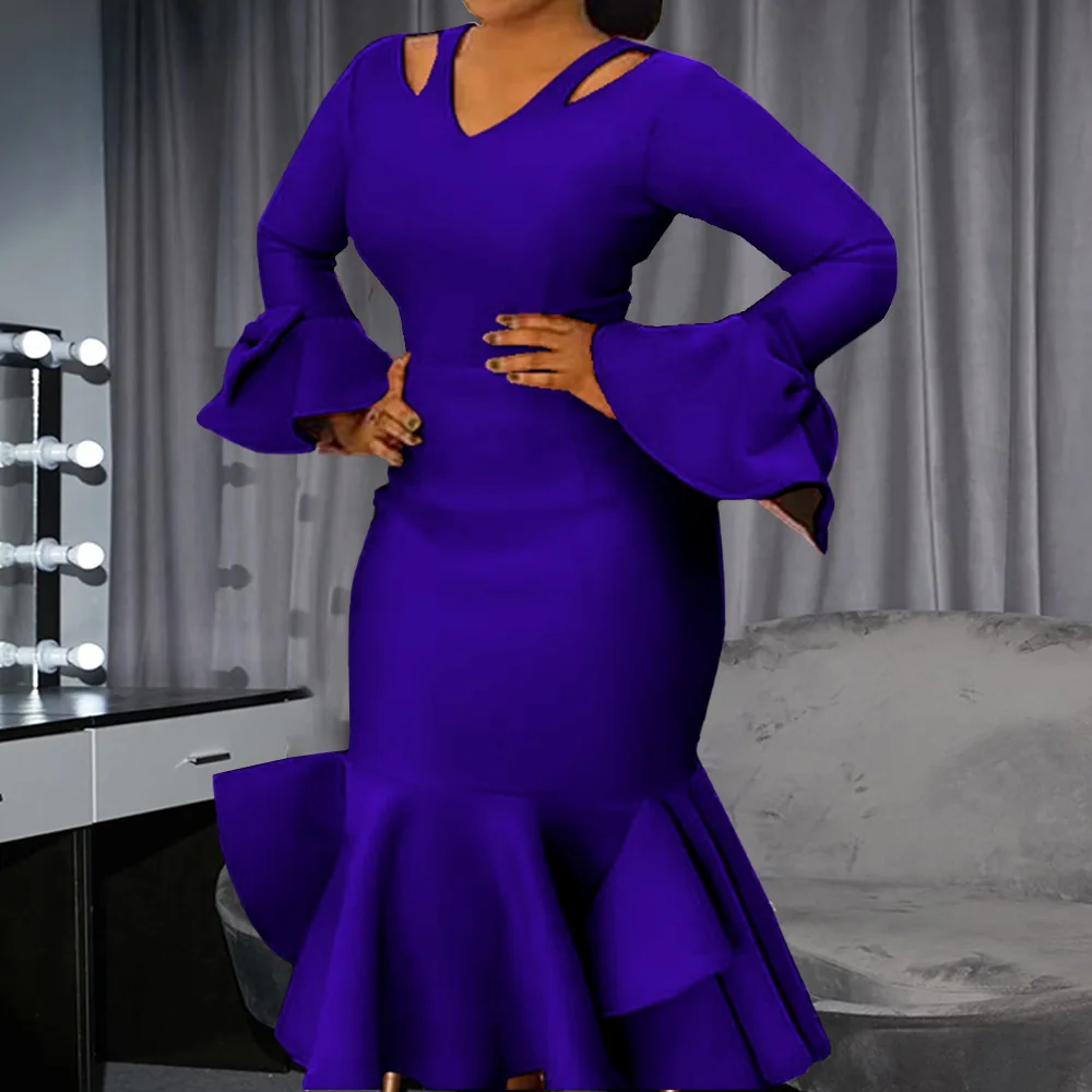 Plus Size Women Party Dress Ruffle Bow Elegant Dresses Lady Fashion Robe 2022 Autumn Casual Outfit Female Birthday New Outerwear