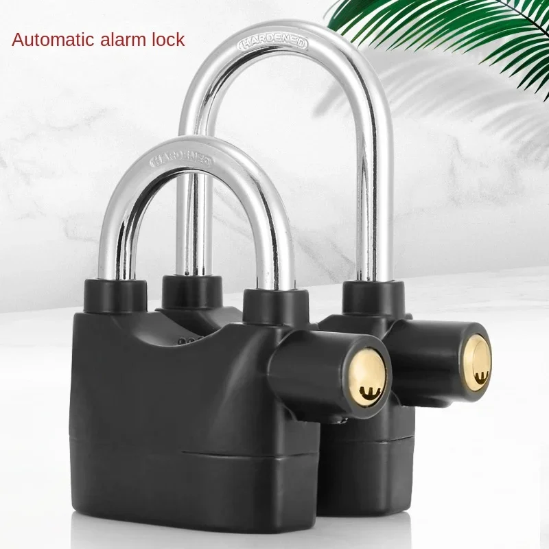 Full copper core zinc alloy built-in motion sensor security 110db siren alarm lock universal anti-theft padlock for bicycle moto