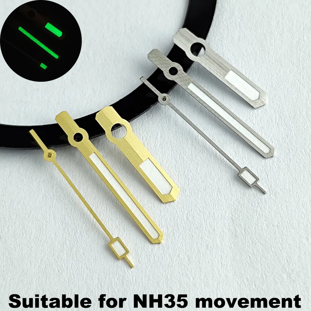 Gold and Silver Watch Hands with Green Luminous Finish