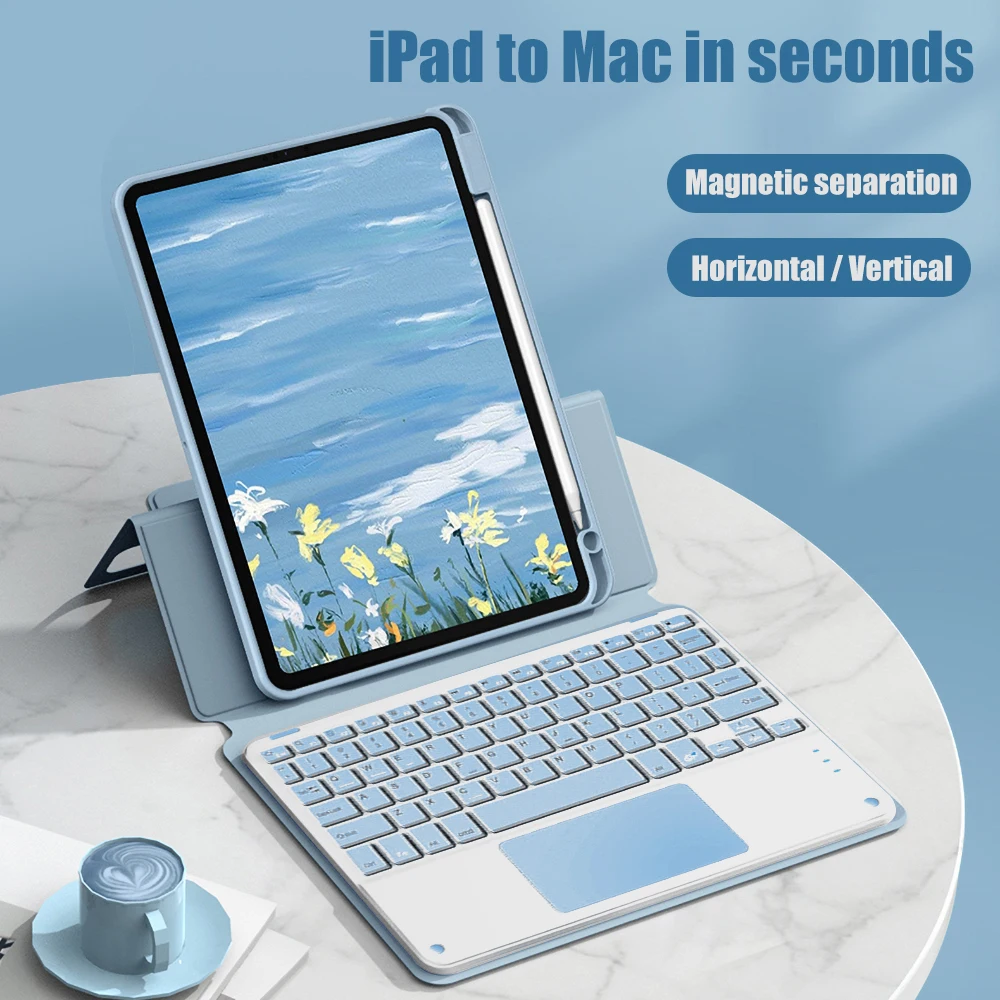 Magnetic Flip Case For iPad With Wireless Keyboard 2