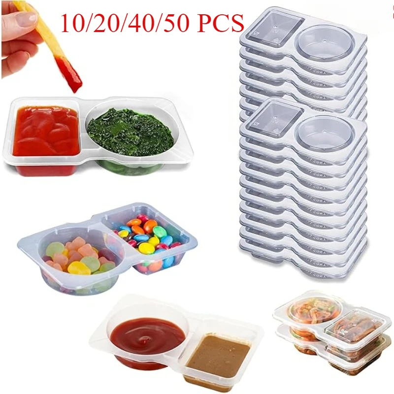 Snack Containers Double Compartment Reusable Snack Packs 2 Compartments With Lid For Home School Daily Outdoor Picnic