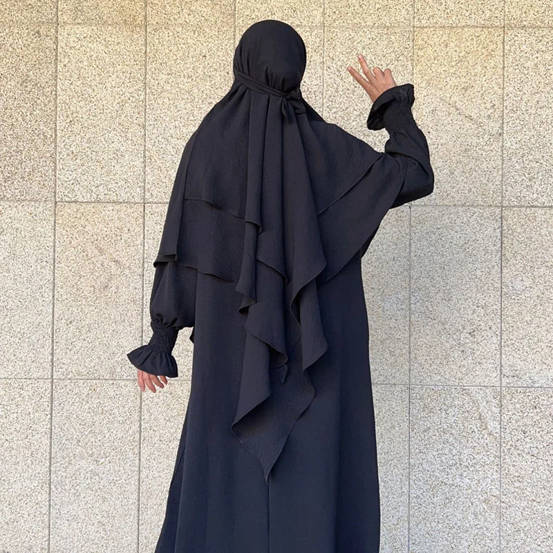 

Muslim Women Long Scarf Hijab Turban Double Layer Prayer Garment Islamic Clothing Eid Ramadan Khimar Nikab Niqab Amira Abayas