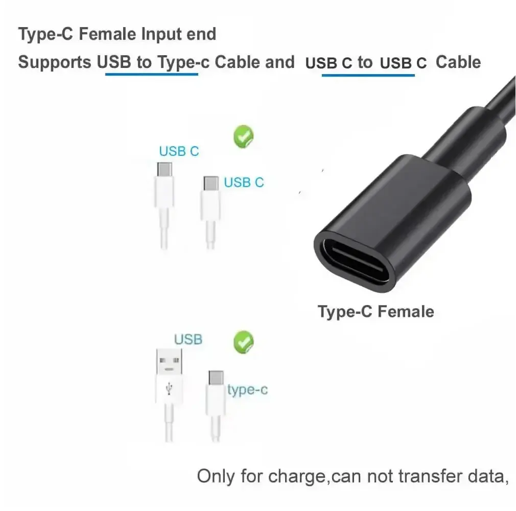 3 in 1 USB C 스플리터 케이블 타입-C 연장 케이블 USB-C 여성형에서 타입 C / 마이크로 USB / 미니 USB 다중 기기 충전 코드