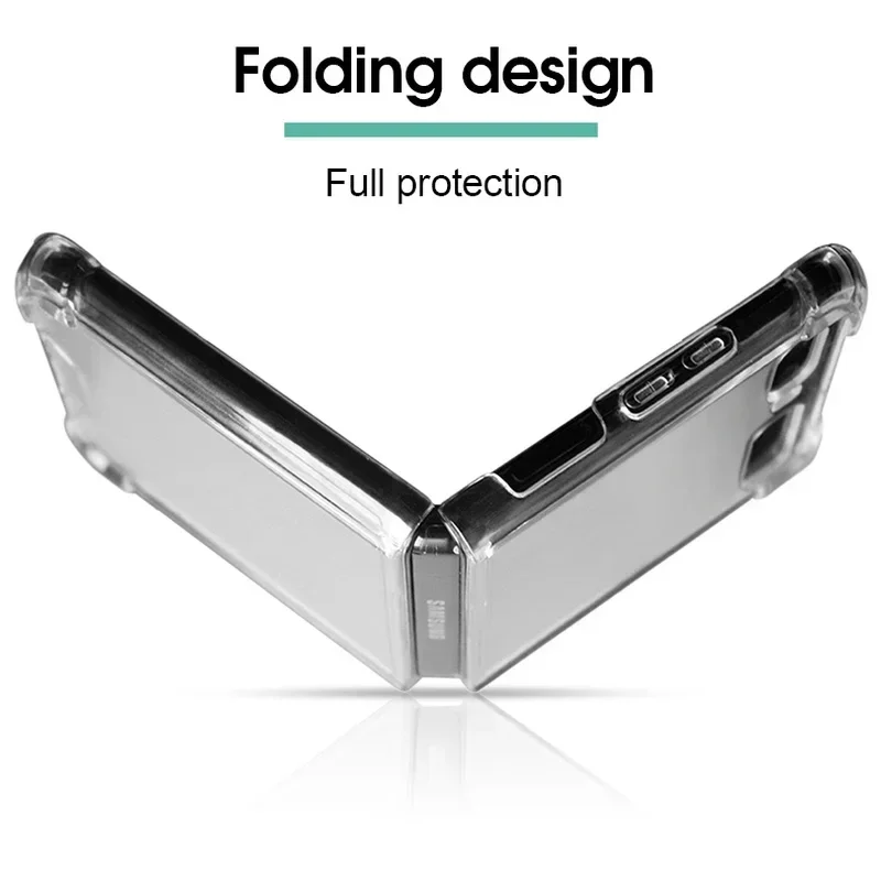 Custodia per telefono trasparente antiurto per Samsung Galaxy Z Flip 5 4 3 1 2 Custodia protettiva completa trasparente Cover posteriore sottile Guscio pieghevole