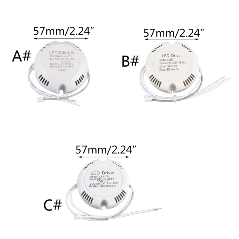 조명 변압기 Led 구동 전원 공급 장치 Led 천장 조명 구동 전원 안정기 AC180-260V 전원 8-12W/8-25W/22-40W