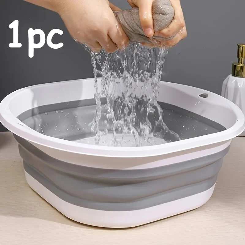 قطعتان/1 قطعة حوض كبير قابل للطي - محمول للاستخدام المنزلي - مثالي لغسل الوجوه والخضروات والغسيل وحوض نقع القدم
