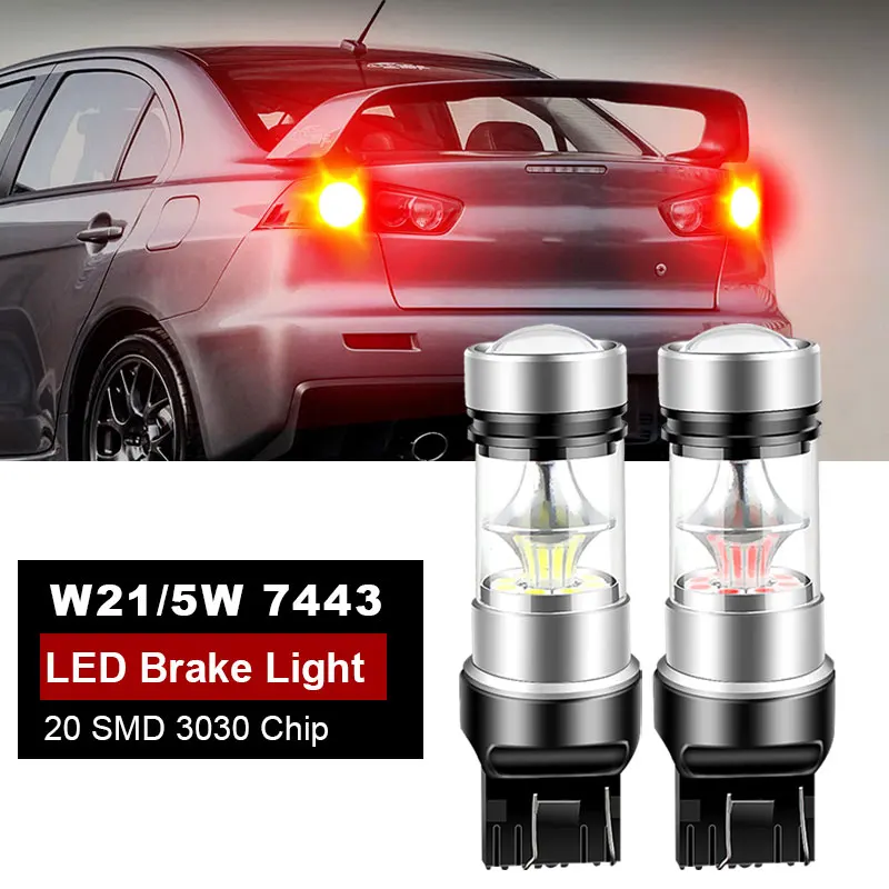 2 Pz Led Luce Freno Blub Lampada W21/5W 7443 T20 Canbus Nessun Errore Per Mitsubishi Lancer 2002-2015 Outlander Galant Montero
