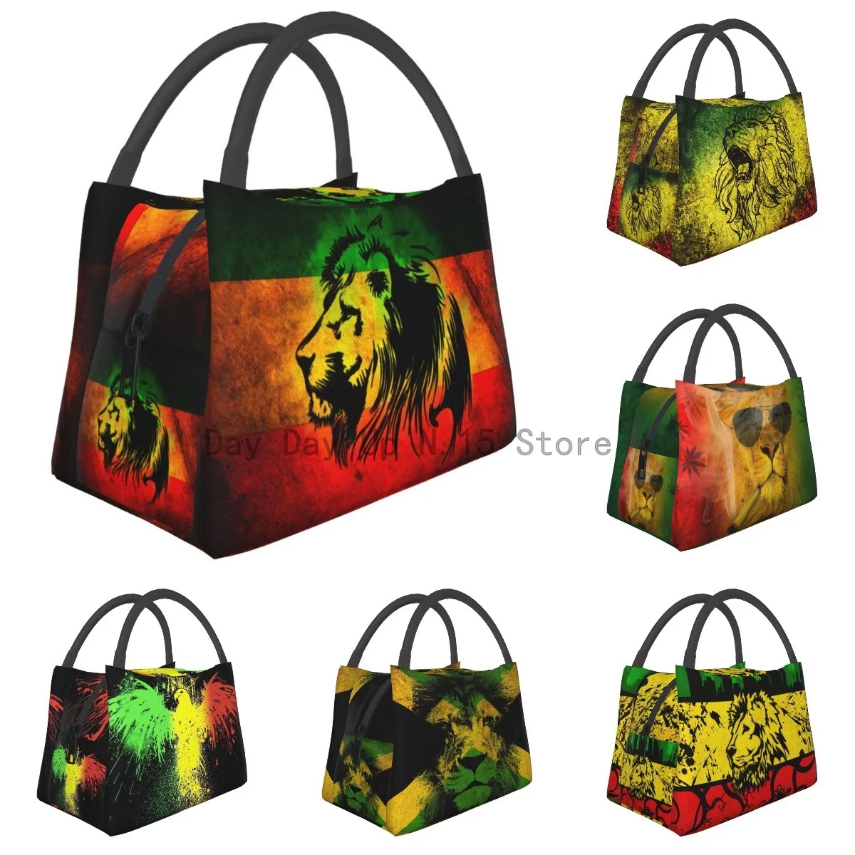 

Jamaican Lion Flag Portable Insulation Bag,Reusable Lunch Box Container For Women Men Office Work Travel Beach Hiking