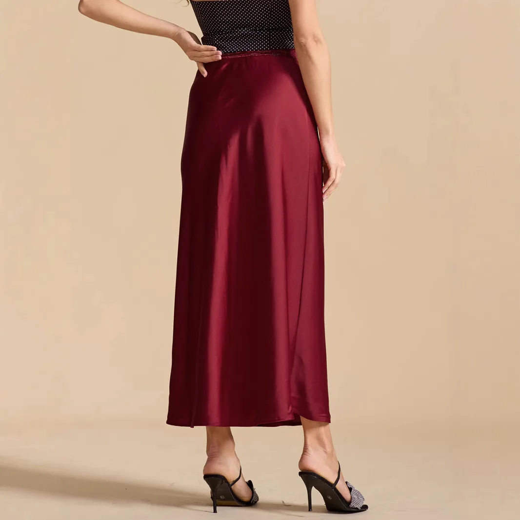 Women Satin Maxi Skirt Summer Party Wear
