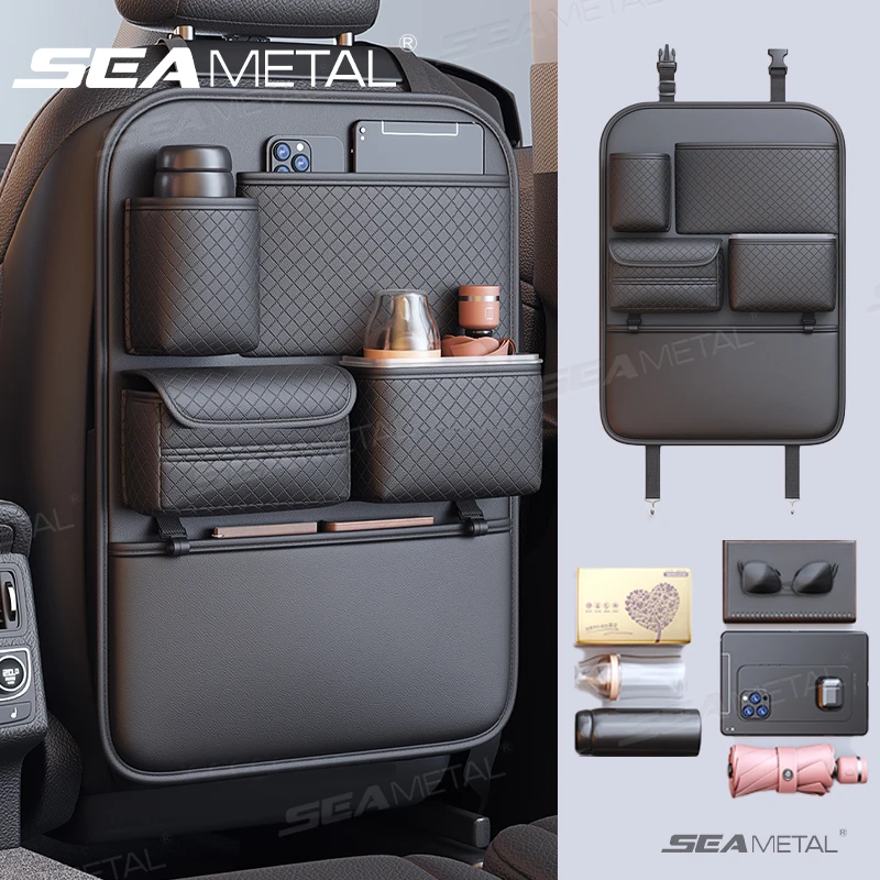 Premium PU Car Seat Back Organizer Storage Bag