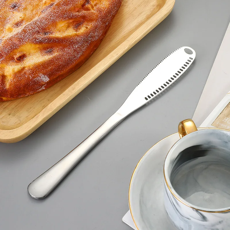 1PC Multi Functional Stainless Steel Perforated Butter Knife Tools Dessert Jam Knife Tableware Tools Kitchen Toast Utensils