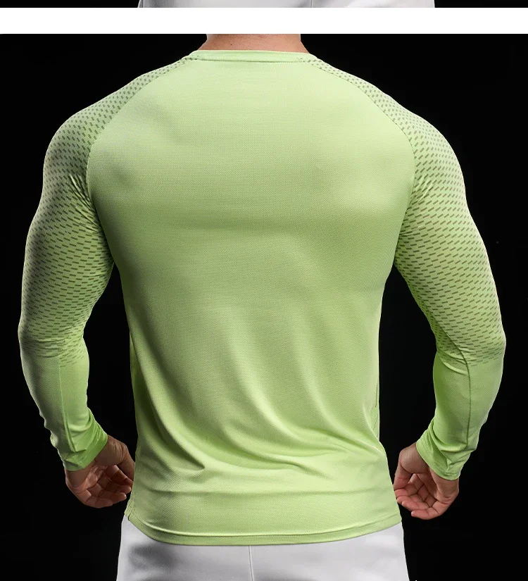 Men Athletic Running Shirt Elastic Training T-shirt Gym Fitness Workout Tight Outdoor Jogging Sweatshirt