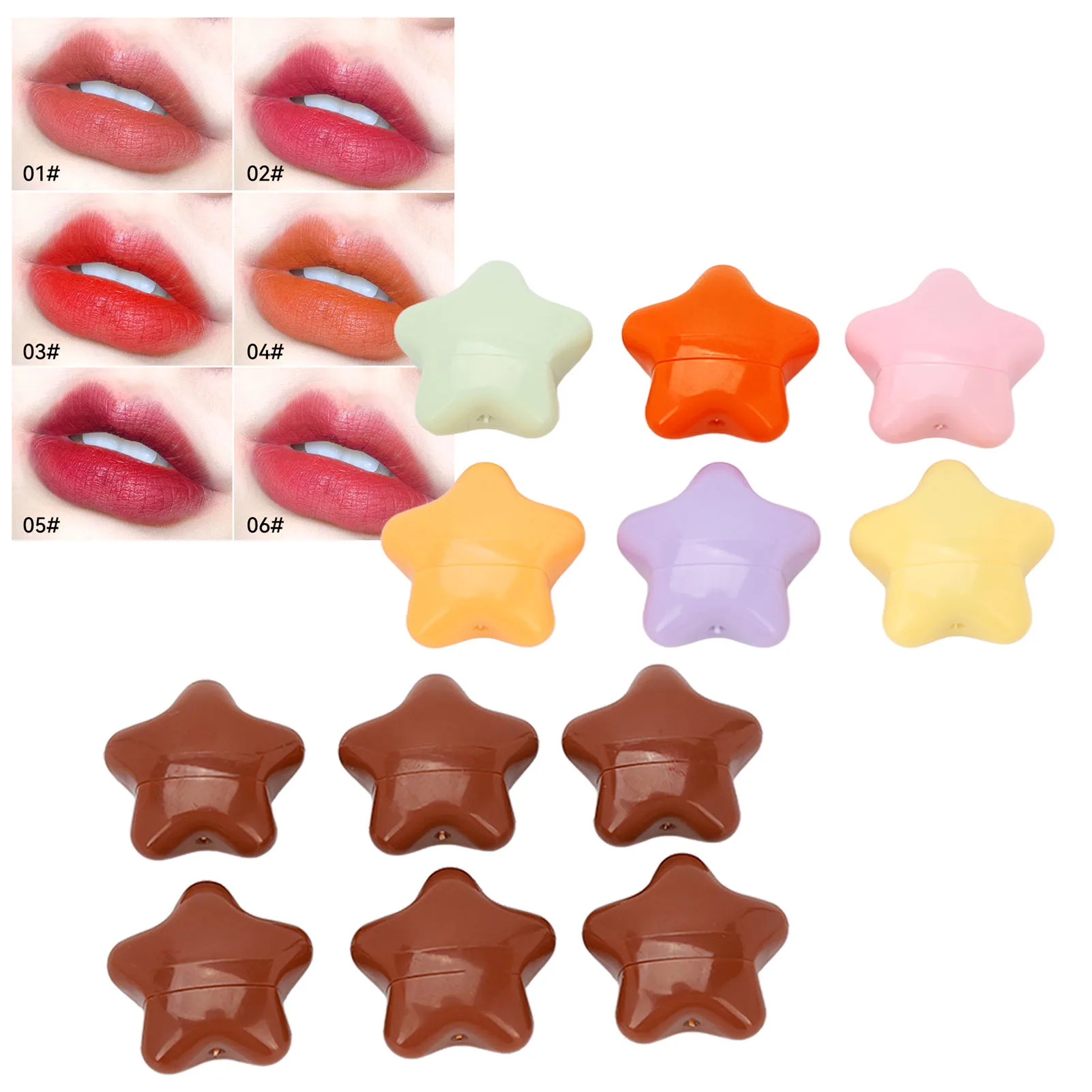 

Mini Capsules Matte Lipstick Set 6 Colors Cute Stars Shape Waterproof Long Lasting Capsule Lipstick Lip Makeup Supply