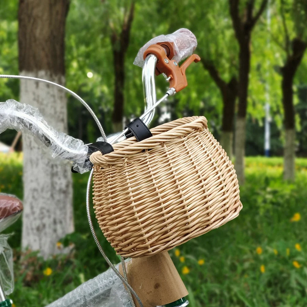 

Rattan Bicycle Basket Woven Wicker Bike Shopping Front Accesorios Para Bicicleta Fish Children Boys