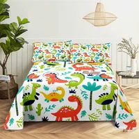 Cartoon Dinosaur，Animal 0.9/1.2/1.5/1.8/2.0m Digital Printing Polyester Bed Flat Sheet With Pillowcase Print Bedding Set 1