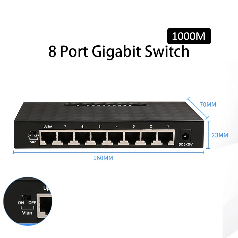 Gigabit Switch 5Ports Ethernet Switch Mini 1000Mbps Desktop Network Switch  RJ45 Hub,Smart, Plug and Play,Easy Setup - Price history & Review, AliExpress Seller - KuWFi Official Store