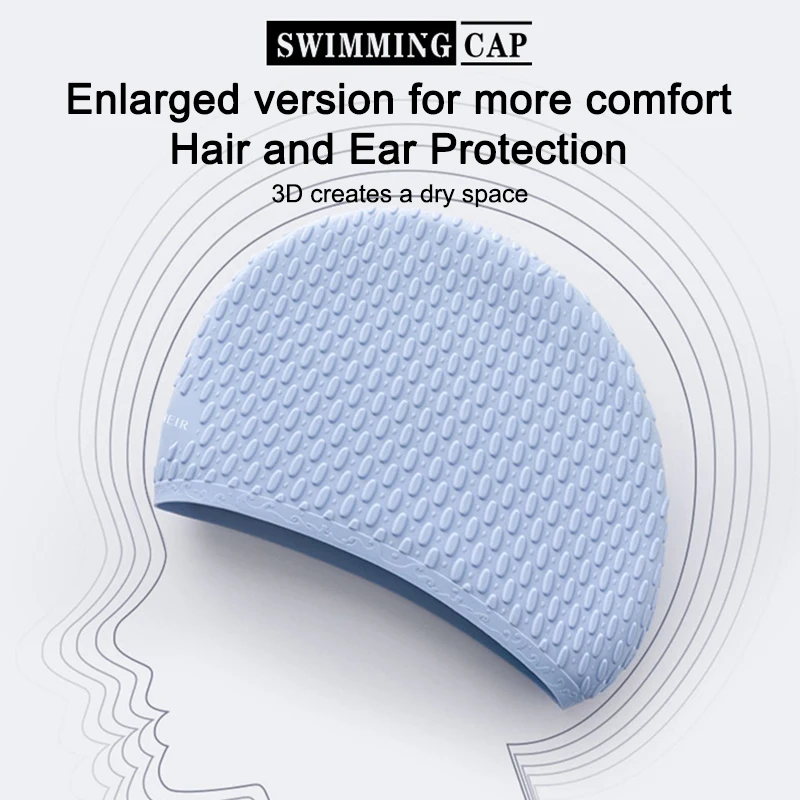 Extra Large Bubble Swim Cap Silicone Teardrop Swim Cap Super Elastic Waterproof Ear Protection Large Long Hair