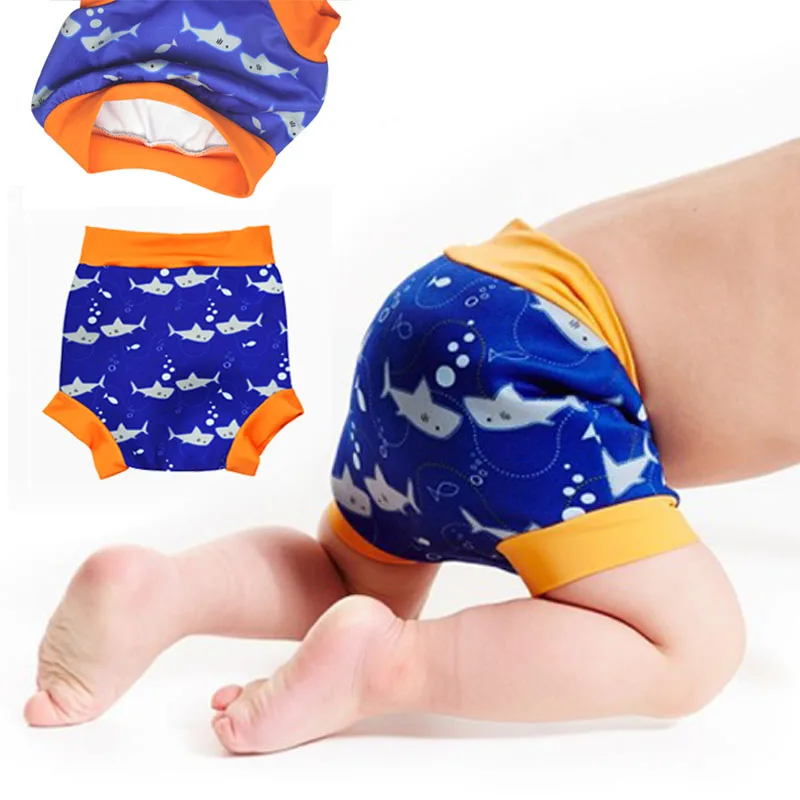 Swim Diaper Waterproof Diapers Cloth Diapers Infant Children Leakproof Swimming Nappies Newborn Baby High Waist Swimming Trunks Baby Boys Girls Cartoon Printed Cloth Diaper